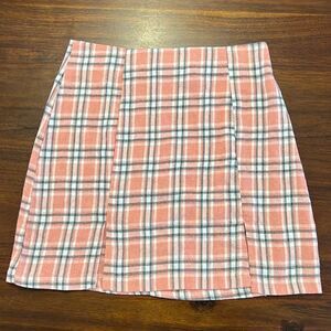 Romwe Pink Plaid Preppy Mini Skirt Women’s Small